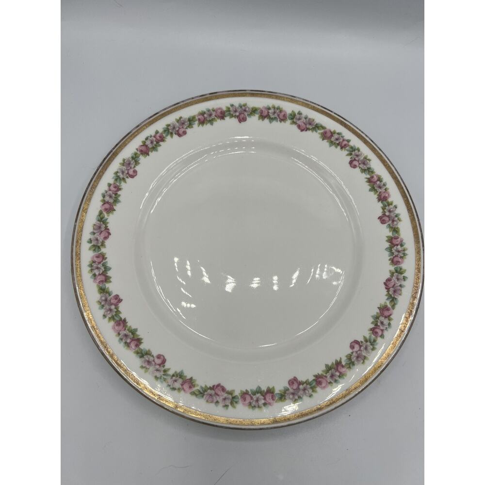 Set 5 Antique Limoges Guerin W.G. & Co Floral Gold Rim Dinner Plates 10”